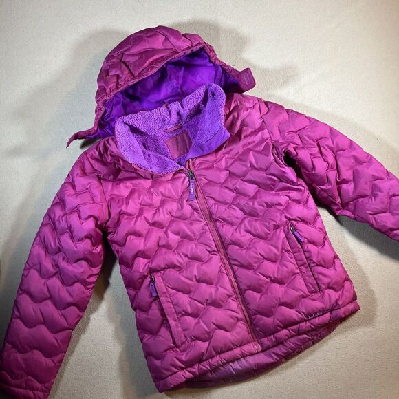 L.L. Bean Girls‎ Magenta Pink Down Puffer Jacket Large 14-16 Downtex READ - Picture 1 of 16